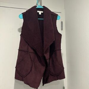 Maroon Sherpa vest